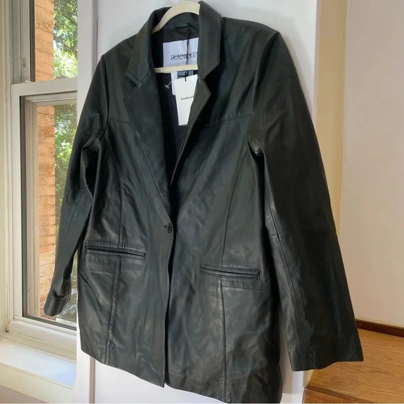 NWT Free People Deadwood Brooke Leather Blazer Jacket Black Medium - Picture 9 of 14